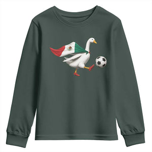 Mexico Soccer Goose Youth Sweatshirt Mexico Futbol Fan TS10 Dark Forest Green Print Your Wear