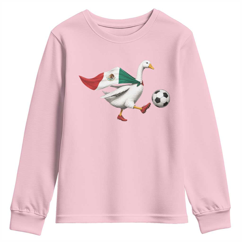 Mexico Soccer Goose Youth Sweatshirt Mexico Futbol Fan TS10 Light Pink Print Your Wear
