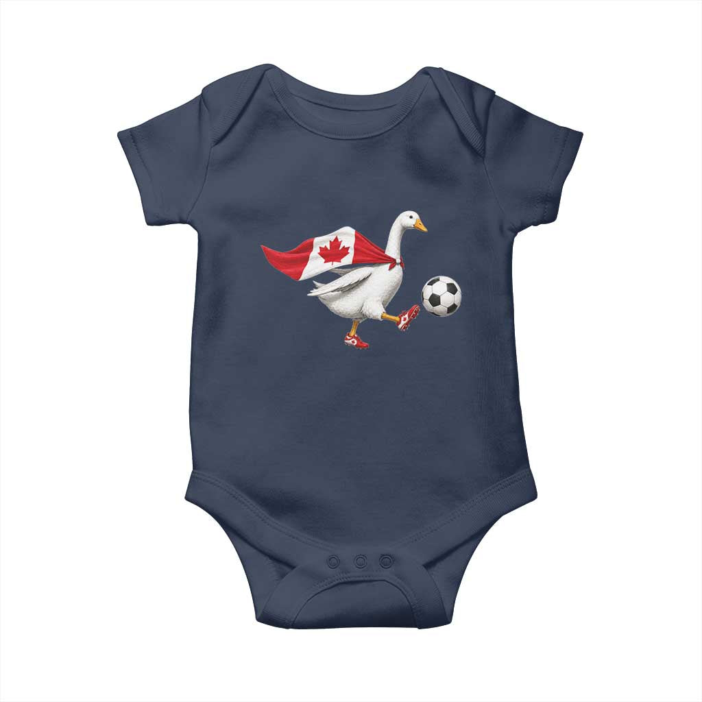 Canada Soccer Goose Baby Onesie Canadian Flag Patriotic Football Fan Graphic TS10 Navy Print Your Wear