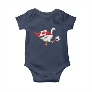 Canada Soccer Goose Baby Onesie Canadian Flag Patriotic Football Fan Graphic TS10 Navy Print Your Wear