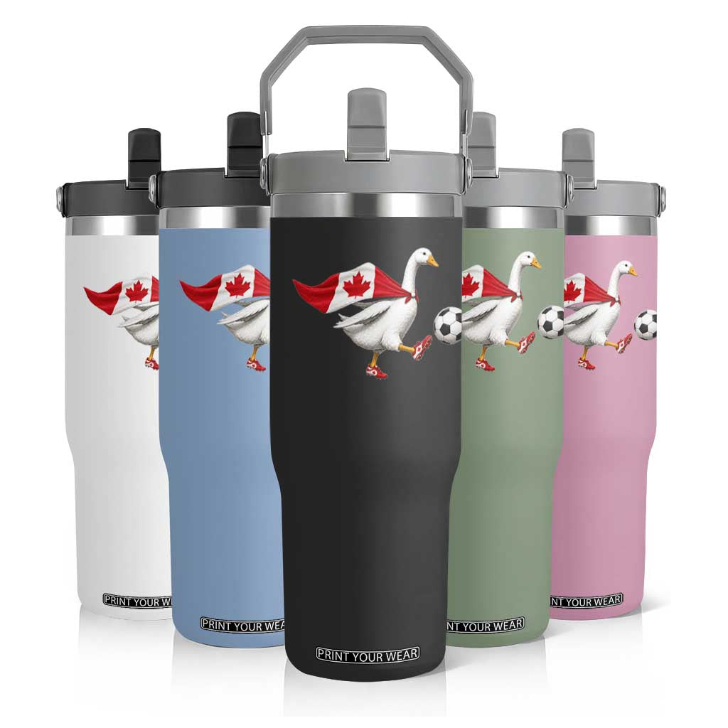 Canada Soccer Goose Flip Straw Tumbler Canadian Flag Patriotic Football Fan Graphic TS10 Print Your Wear