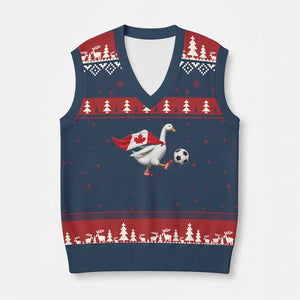 Canada Soccer Goose V-Neck Knit Sweater Vest Canadian Flag Patriotic Football Fan Graphic TS10 Navy Red Print Your Wear