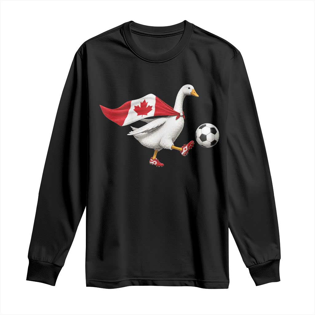 Canada Soccer Goose Long Sleeve Shirt Canadian Flag Patriotic Football Fan Graphic TS10 Black Print Your Wear