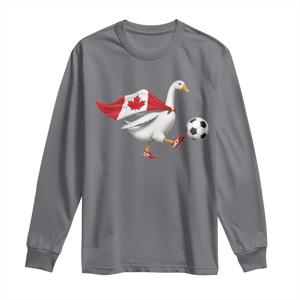 Canada Soccer Goose Long Sleeve Shirt Canadian Flag Patriotic Football Fan Graphic TS10 Charcoal Print Your Wear