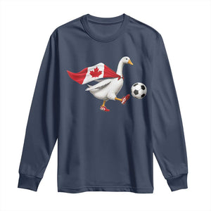 Canada Soccer Goose Long Sleeve Shirt Canadian Flag Patriotic Football Fan Graphic TS10 Navy Print Your Wear