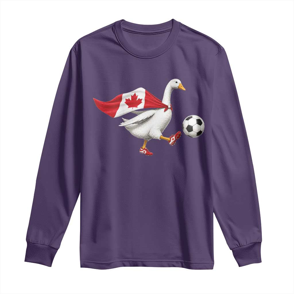 Canada Soccer Goose Long Sleeve Shirt Canadian Flag Patriotic Football Fan Graphic TS10 S Purple Print Your Wear