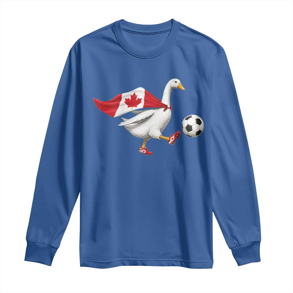 Canada Soccer Goose Long Sleeve Shirt Canadian Flag Patriotic Football Fan Graphic TS10 Royal Blue Print Your Wear