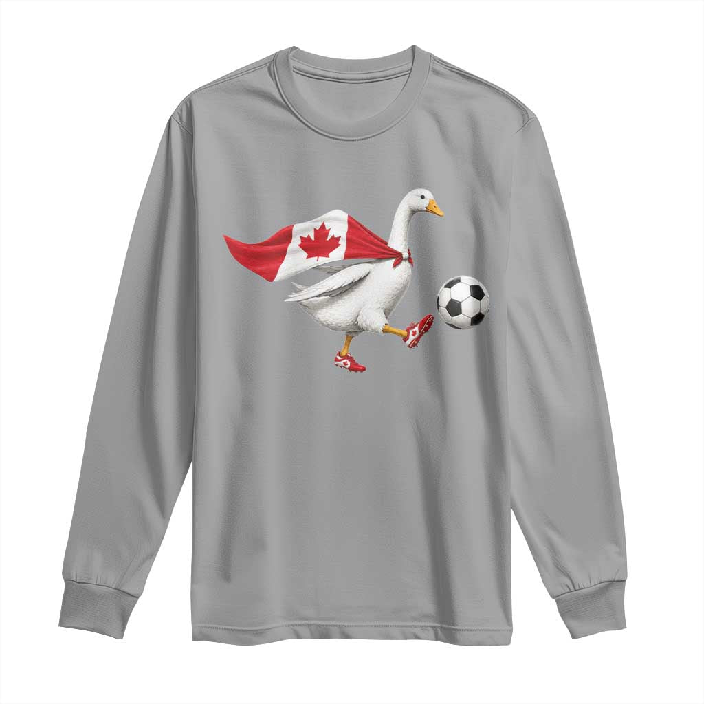 Canada Soccer Goose Long Sleeve Shirt Canadian Flag Patriotic Football Fan Graphic TS10 Sport Gray Print Your Wear