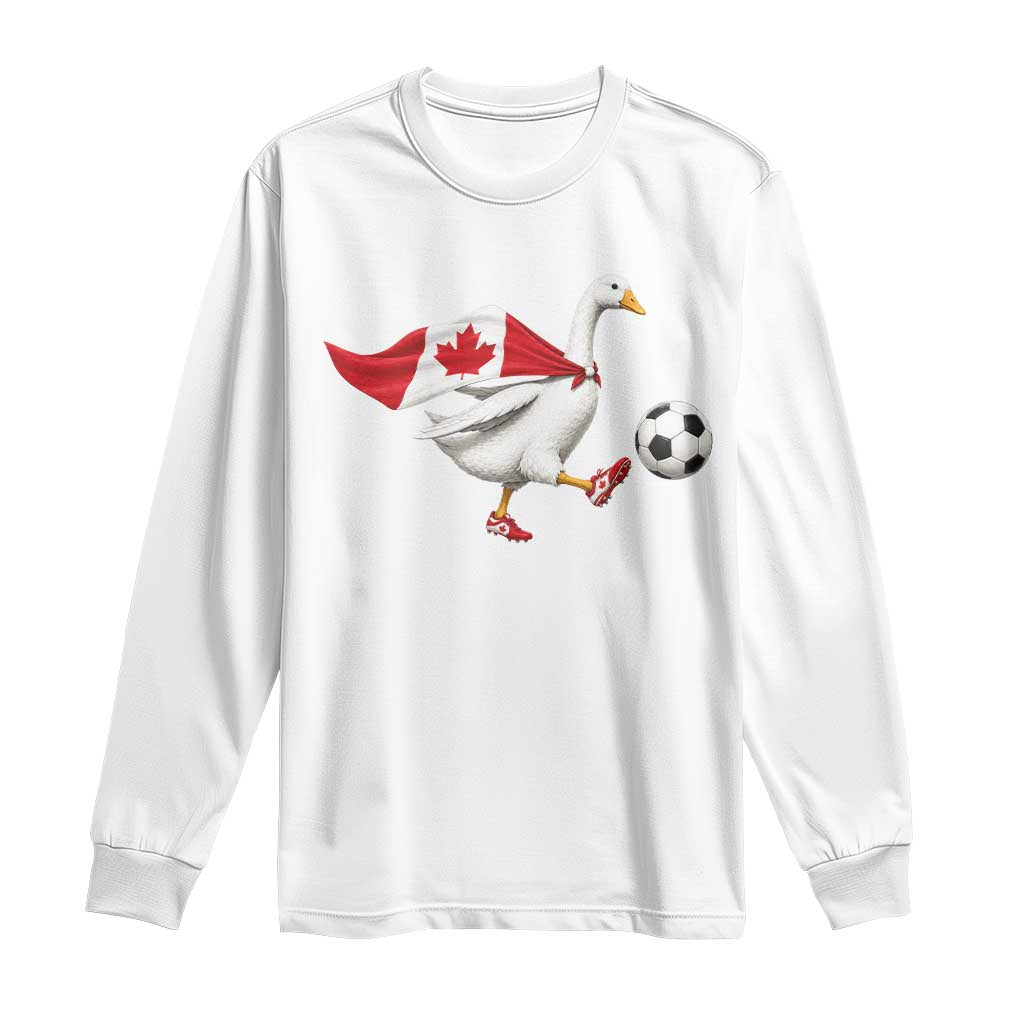 Canada Soccer Goose Long Sleeve Shirt Canadian Flag Patriotic Football Fan Graphic TS10 White Print Your Wear