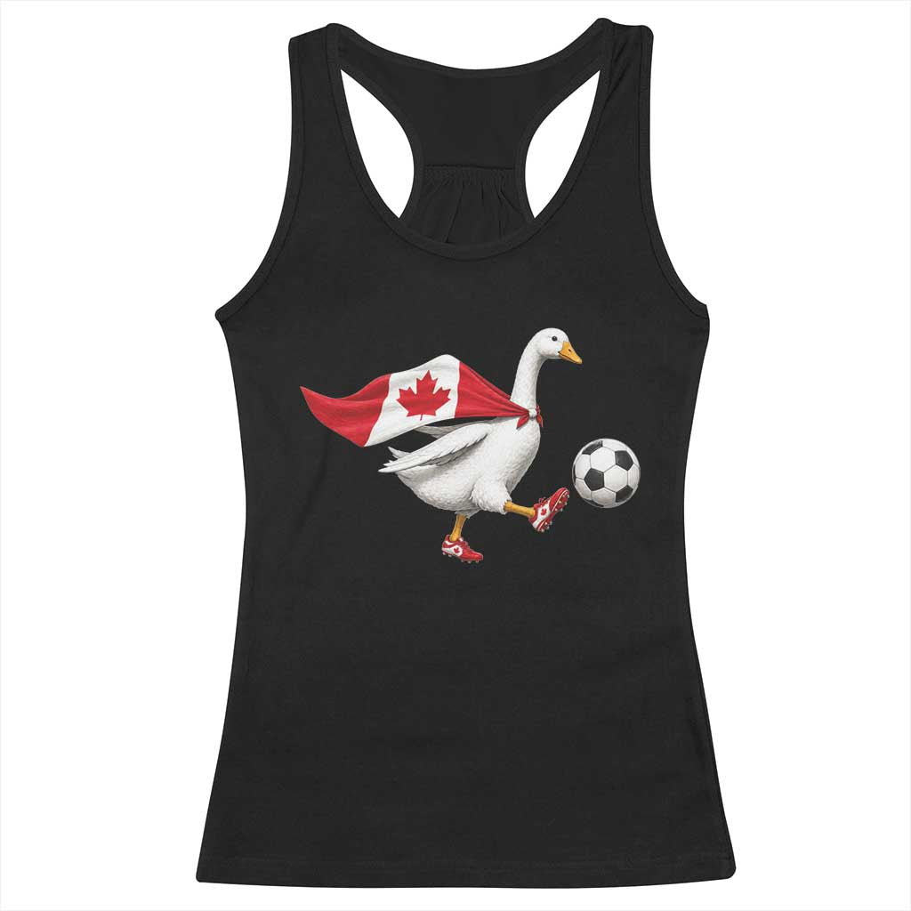 Canada Soccer Goose Racerback Tank Top Canadian Flag Patriotic Football Fan Graphic TS10 Black Print Your Wear