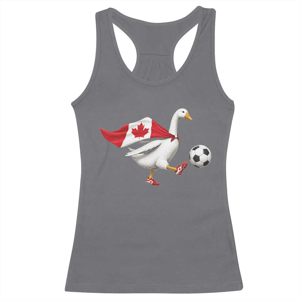 Canada Soccer Goose Racerback Tank Top Canadian Flag Patriotic Football Fan Graphic TS10 Charcoal Print Your Wear