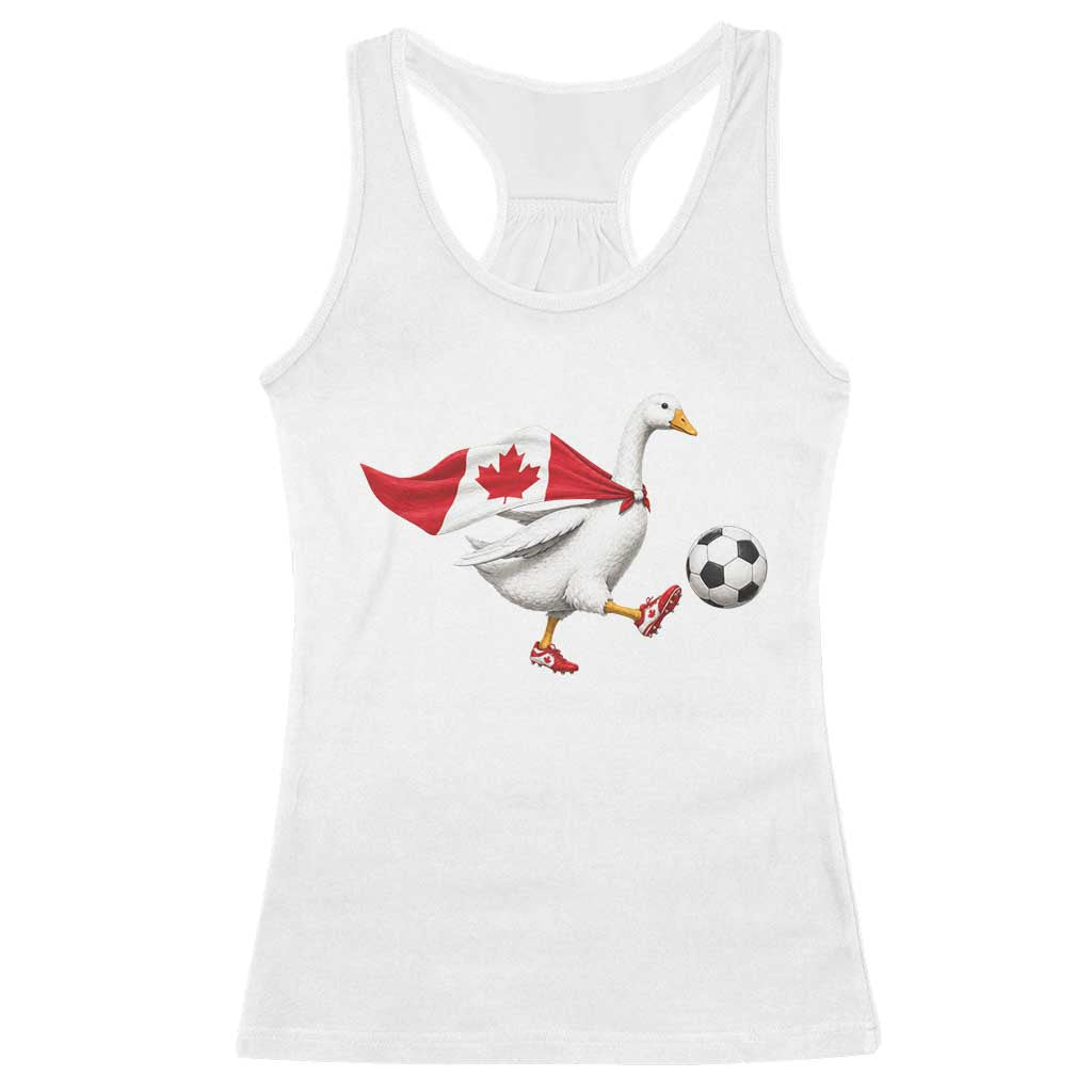 Canada Soccer Goose Racerback Tank Top Canadian Flag Patriotic Football Fan Graphic TS10 White Print Your Wear