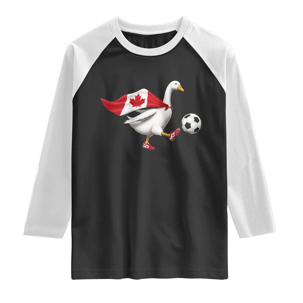 Canada Soccer Goose Raglan Shirt Canadian Flag Patriotic Football Fan Graphic TS10 Black White Print Your Wear