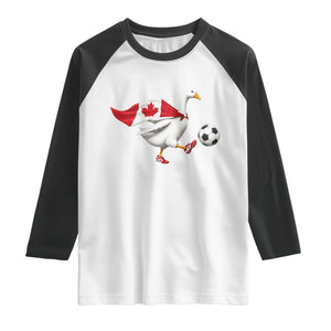 Canada Soccer Goose Raglan Shirt Canadian Flag Patriotic Football Fan Graphic TS10 White Black Print Your Wear