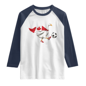Canada Soccer Goose Raglan Shirt Canadian Flag Patriotic Football Fan Graphic TS10 White Navy Print Your Wear