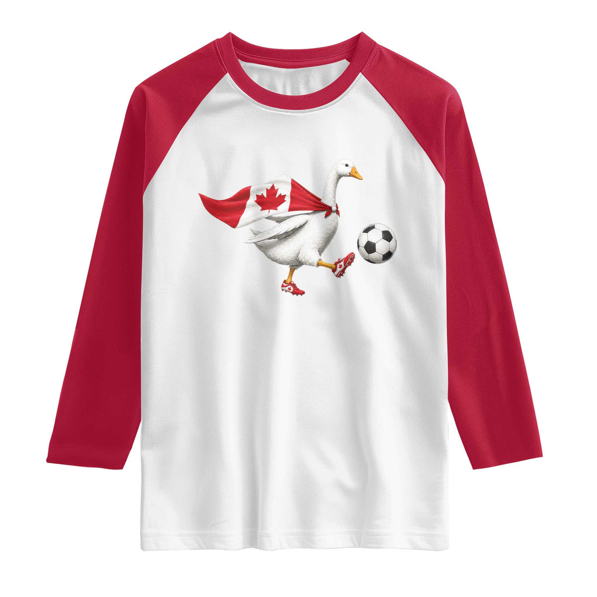 Canada Soccer Goose Raglan Shirt Canadian Flag Patriotic Football Fan Graphic TS10 White Red Print Your Wear