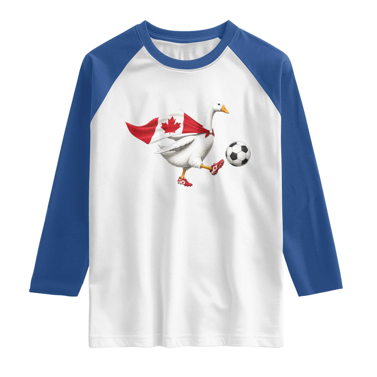 Canada Soccer Goose Raglan Shirt Canadian Flag Patriotic Football Fan Graphic TS10 White Royal Print Your Wear