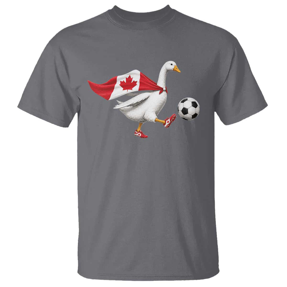 Canada Soccer Goose T Shirt Canadian Flag Patriotic Football Fan Graphic TS10 Charcoal Print Your Wear