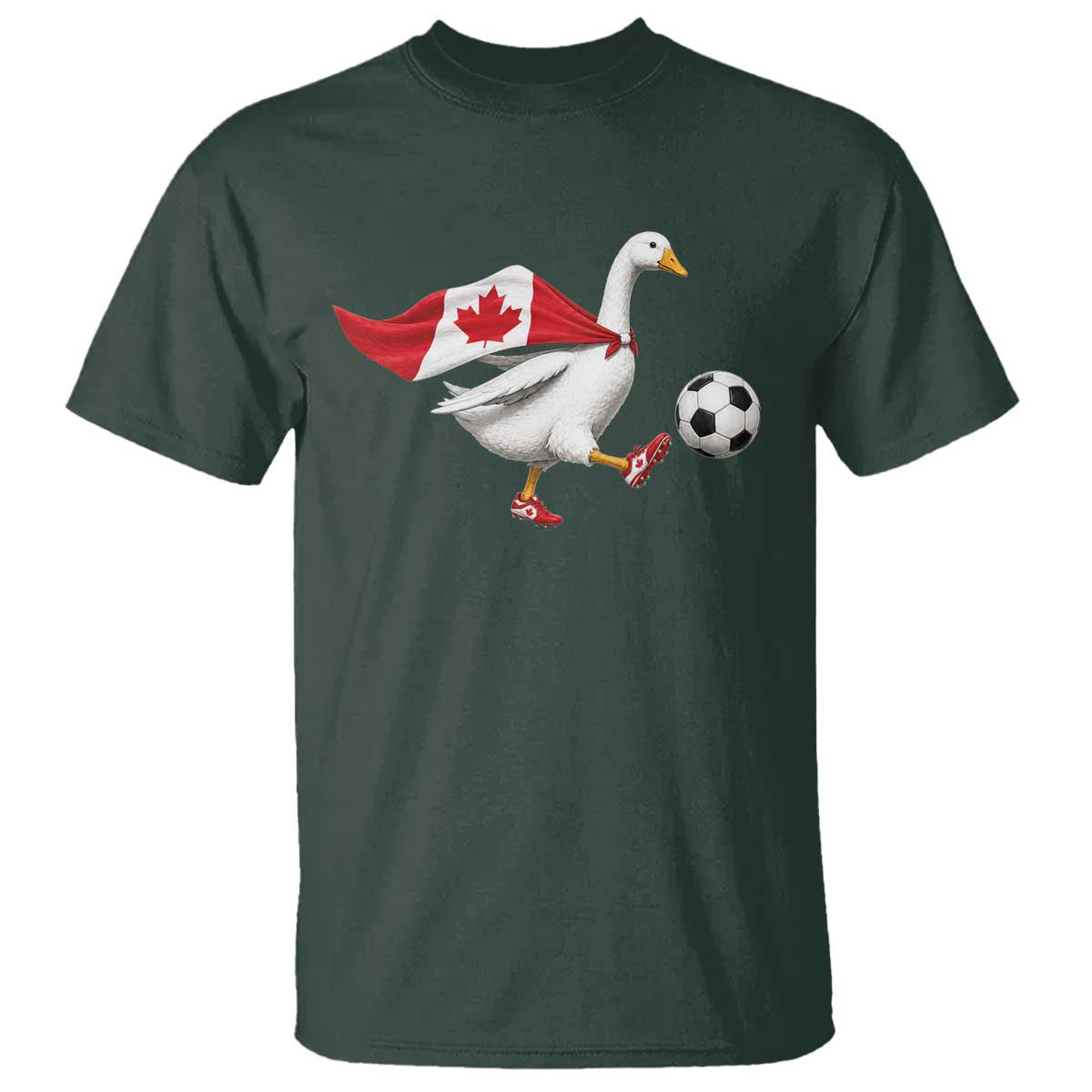 Canada Soccer Goose T Shirt Canadian Flag Patriotic Football Fan Graphic TS10 Dark Forest Green Print Your Wear