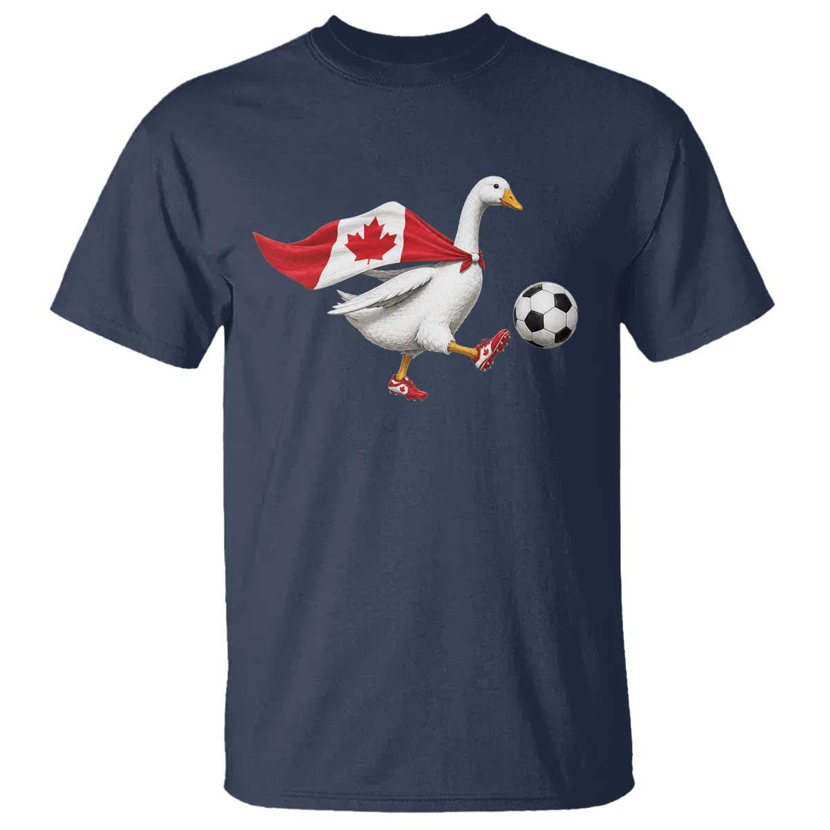 Canada Soccer Goose T Shirt Canadian Flag Patriotic Football Fan Graphic TS10 Navy Print Your Wear