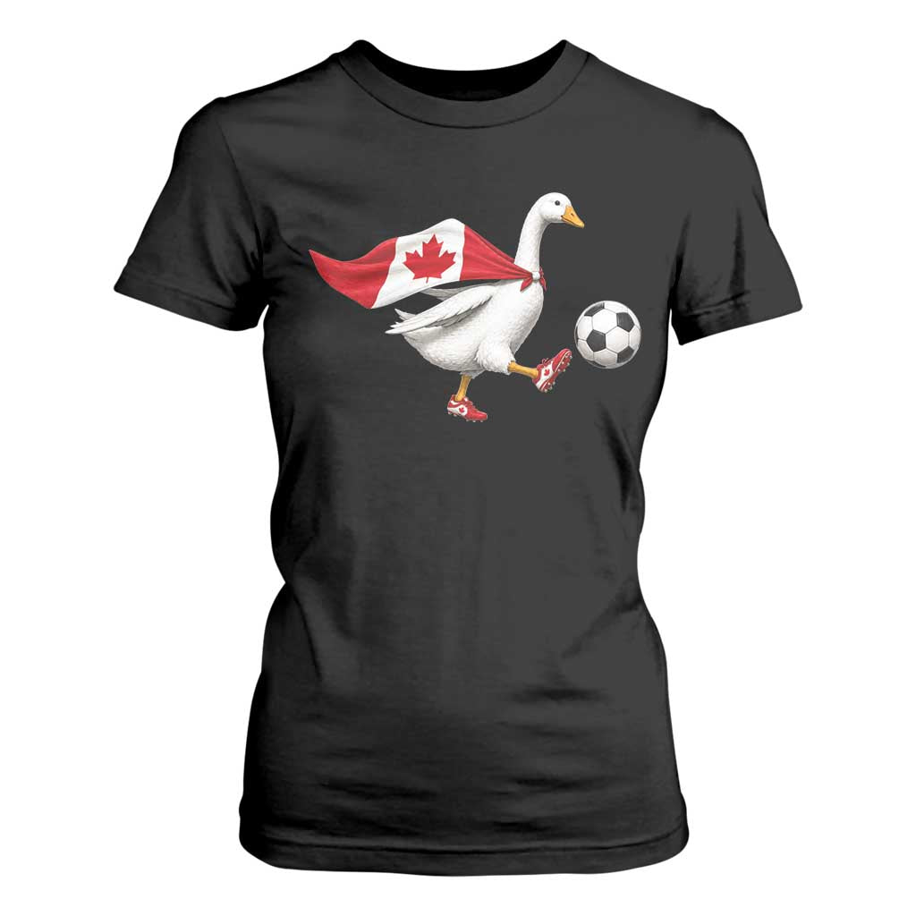 Canada Soccer Goose T Shirt For Women Canadian Flag Patriotic Football Fan Graphic TS10 Black Print Your Wear