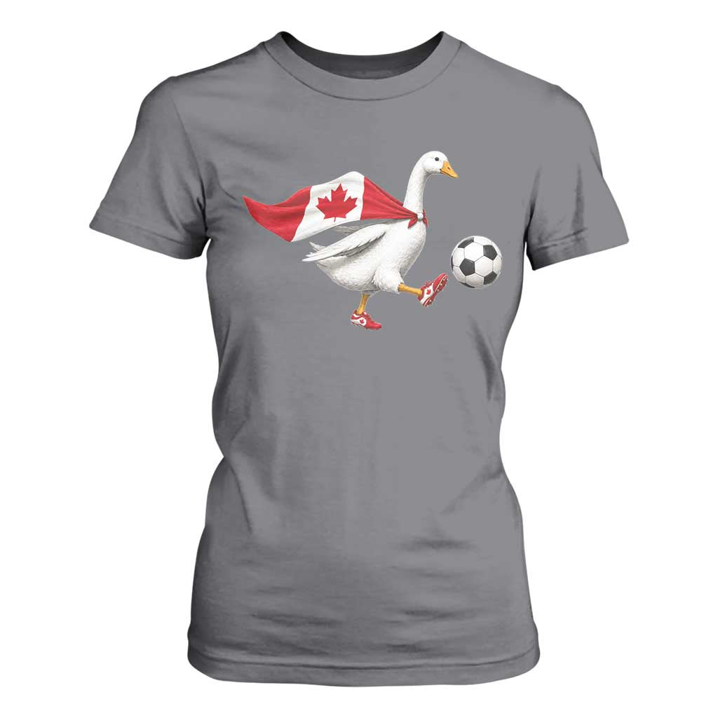 Canada Soccer Goose T Shirt For Women Canadian Flag Patriotic Football Fan Graphic TS10 Charcoal Print Your Wear