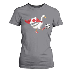 Canada Soccer Goose T Shirt For Women Canadian Flag Patriotic Football Fan Graphic TS10 Charcoal Print Your Wear