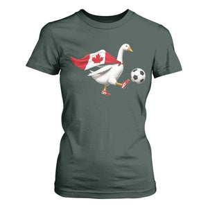 Canada Soccer Goose T Shirt For Women Canadian Flag Patriotic Football Fan Graphic TS10 Dark Forest Green Print Your Wear