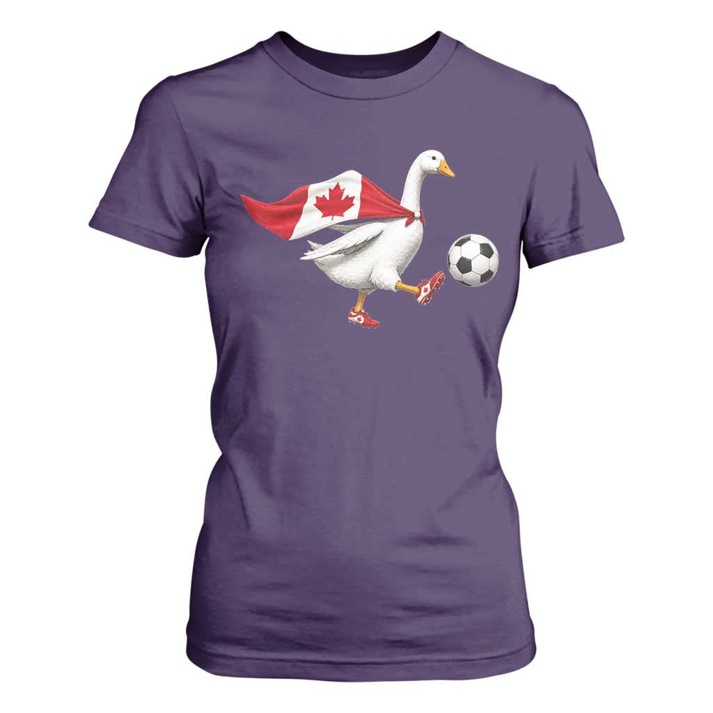 Canada Soccer Goose T Shirt For Women Canadian Flag Patriotic Football Fan Graphic TS10 Purple Print Your Wear