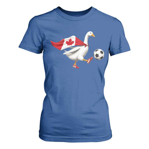 Canada Soccer Goose T Shirt For Women Canadian Flag Patriotic Football Fan Graphic TS10 Royal Blue Print Your Wear