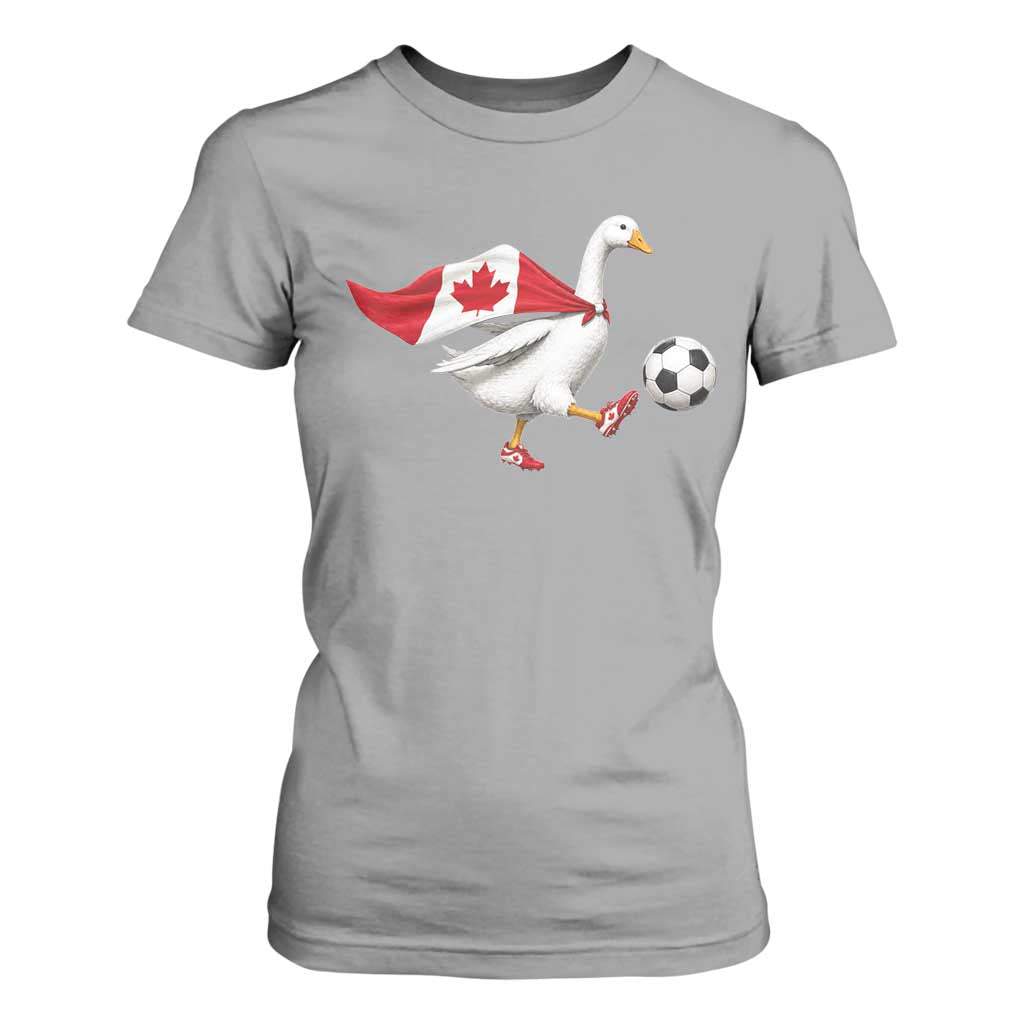 Canada Soccer Goose T Shirt For Women Canadian Flag Patriotic Football Fan Graphic TS10 Sport Gray Print Your Wear