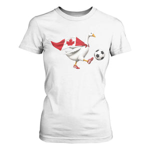 Canada Soccer Goose T Shirt For Women Canadian Flag Patriotic Football Fan Graphic TS10 White Print Your Wear