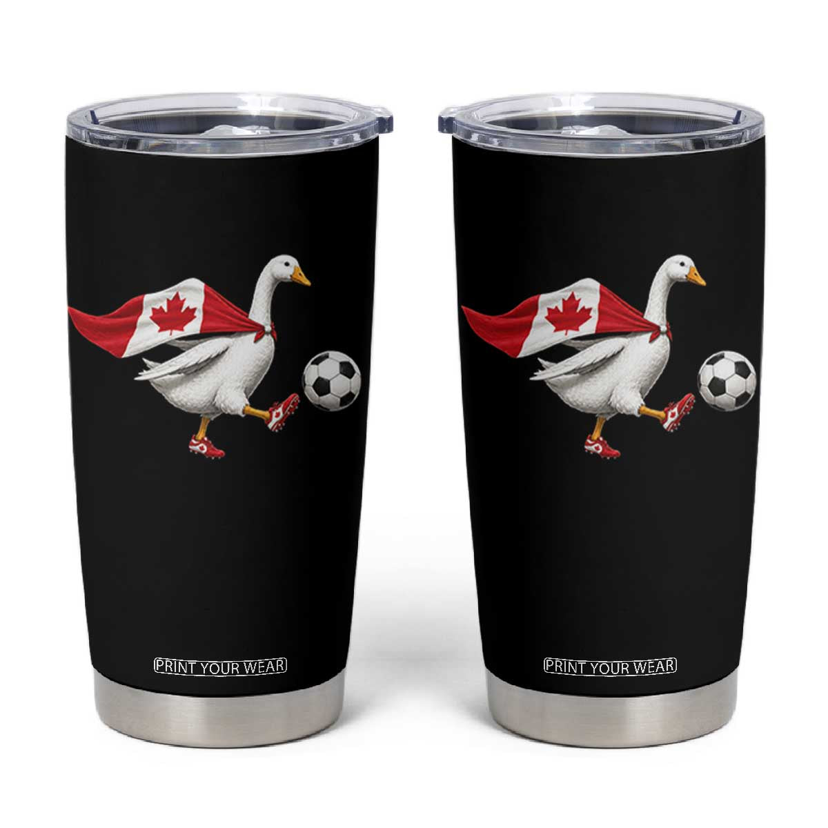 Canada Soccer Goose Tumbler Cup Canadian Flag Patriotic Football Fan Graphic TS10 Black Print Your Wear