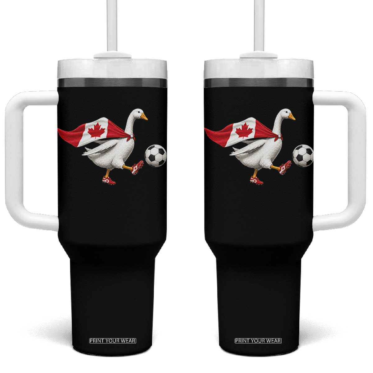 Canada Soccer Goose Tumbler With Handle Canadian Flag Patriotic Football Fan Graphic TS10 One Size: 40 oz Black Print Your Wear
