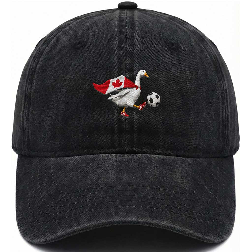 Canada Soccer Goose Washed Cotton Baseball Cap Canadian Flag Patriotic Football Fan Graphic TS10 Print Your Wear