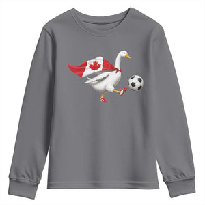 Canada Soccer Goose Youth Sweatshirt Canadian Flag Patriotic Football Fan Graphic TS10 Charcoal Print Your Wear