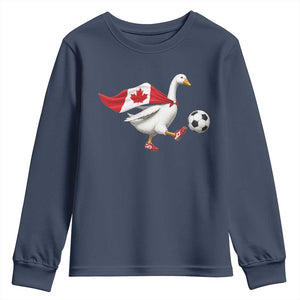 Canada Soccer Goose Youth Sweatshirt Canadian Flag Patriotic Football Fan Graphic TS10 Navy Print Your Wear