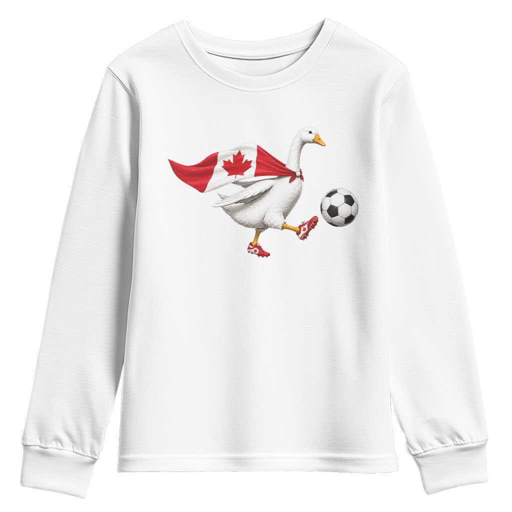 Canada Soccer Goose Youth Sweatshirt Canadian Flag Patriotic Football Fan Graphic TS10 White Print Your Wear