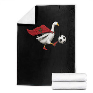 Morocco Soccer Throw Blanket Funny Goose Wearing Moroccan Flag Patriotic Football Fan Graphic TS10 Black Print Your Wear
