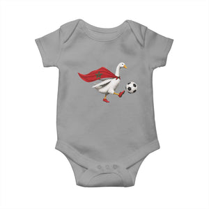 Morocco Soccer Baby Onesie Funny Goose Wearing Moroccan Flag Patriotic Football Fan Graphic TS10 Sport Gray Print Your Wear