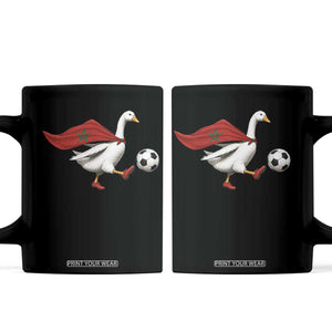 Morocco Soccer Coffee Mug Funny Goose Wearing Moroccan Flag Patriotic Football Fan Graphic TS10 Black Print Your Wear