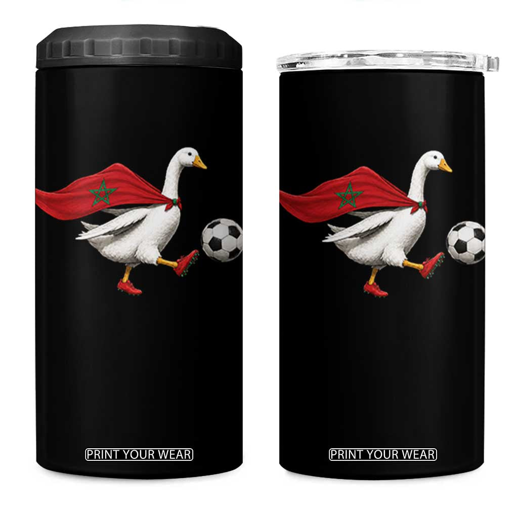 Morocco Soccer 4 in 1 Can Cooler Tumbler Funny Goose Wearing Moroccan Flag Patriotic Football Fan Graphic TS10 One Size: 16 oz Black Print Your Wear