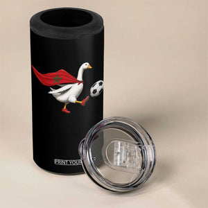 Morocco Soccer 4 in 1 Can Cooler Tumbler Funny Goose Wearing Moroccan Flag Patriotic Football Fan Graphic TS10 Print Your Wear