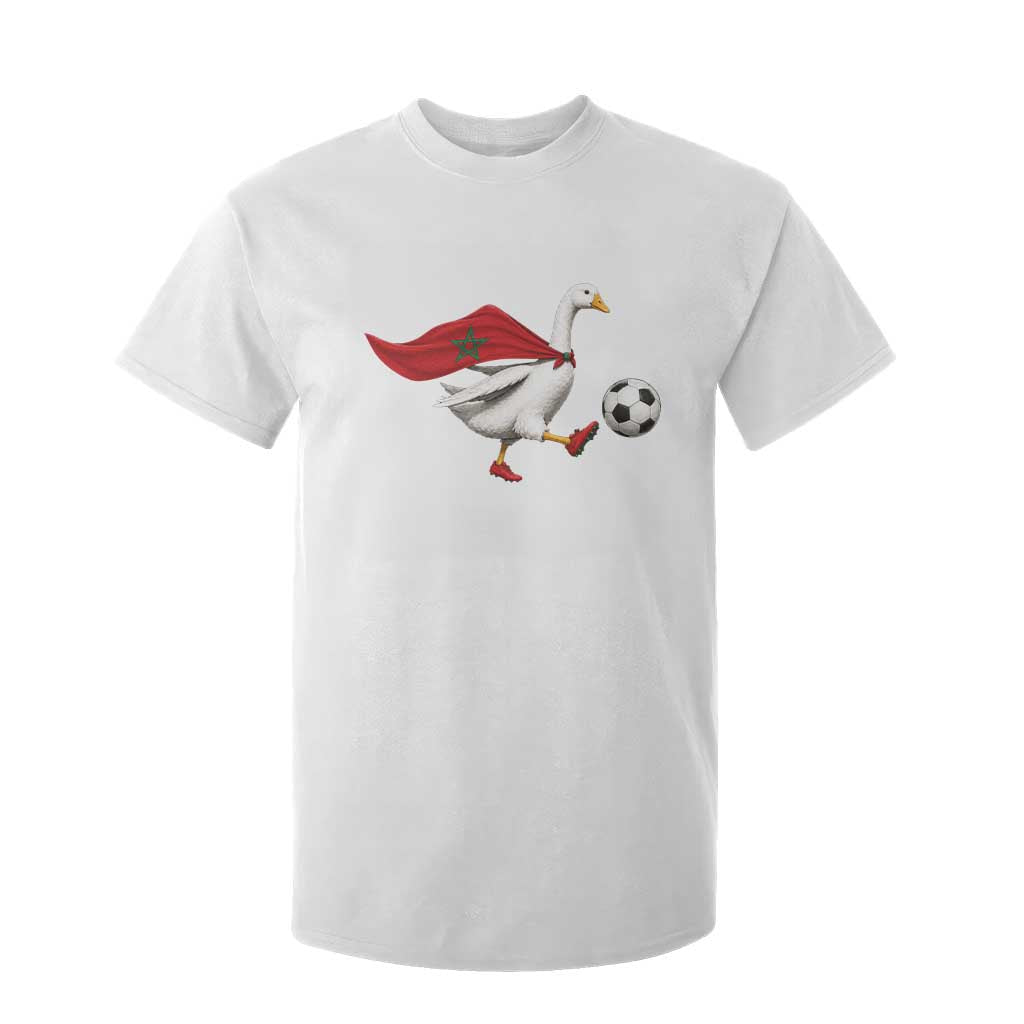 Morocco Soccer T Shirt For Kid Funny Goose Wearing Moroccan Flag Patriotic Football Fan Graphic TS10 Print Your Wear