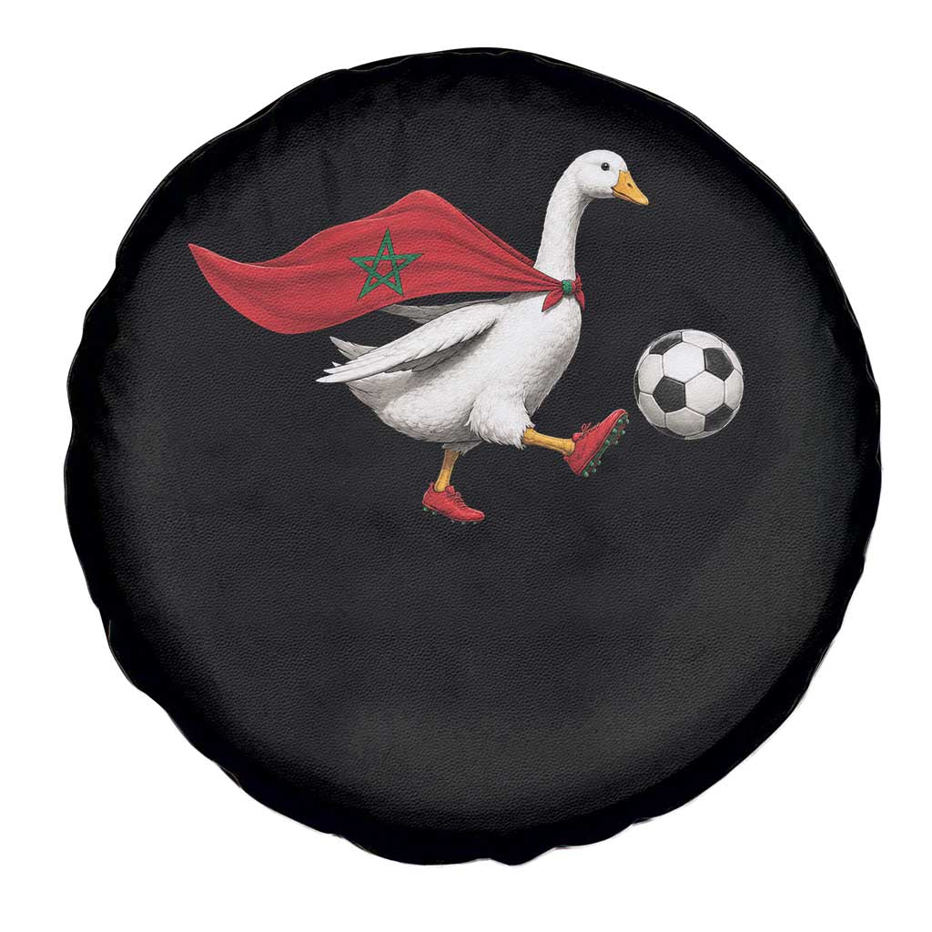 Morocco Soccer Spare Tire Cover Funny Goose Wearing Moroccan Flag Patriotic Football Fan Graphic TS10 Print Your Wear