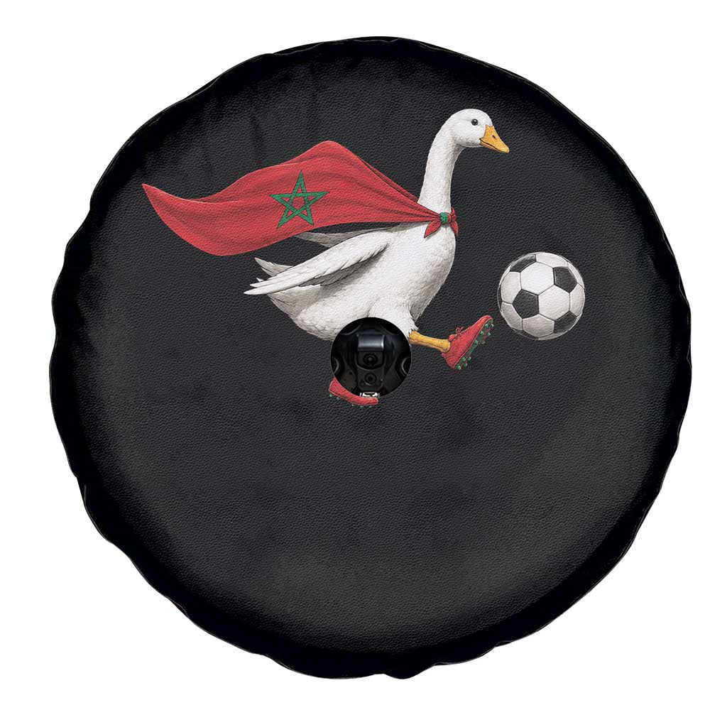 Morocco Soccer Spare Tire Cover Funny Goose Wearing Moroccan Flag Patriotic Football Fan Graphic TS10 Print Your Wear