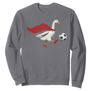 Morocco Soccer Sweatshirt Funny Goose Wearing Moroccan Flag Patriotic Football Fan Graphic TS10 Charcoal Print Your Wear