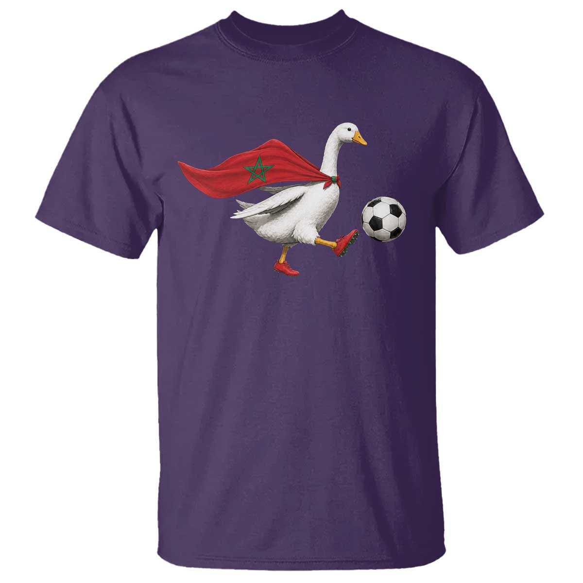 Morocco Soccer T Shirt Funny Goose Wearing Moroccan Flag Patriotic Football Fan Graphic TS10 Print Your Wear