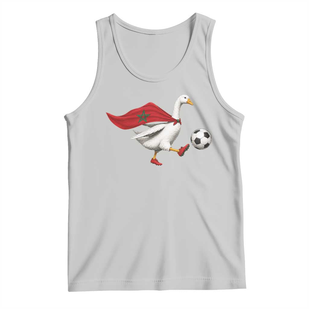 Morocco Soccer Tank Top Funny Goose Wearing Moroccan Flag Patriotic Football Fan Graphic TS10 Ash Print Your Wear