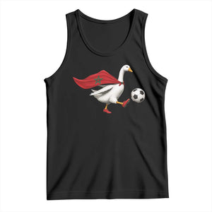 Morocco Soccer Tank Top Funny Goose Wearing Moroccan Flag Patriotic Football Fan Graphic TS10 Black Print Your Wear
